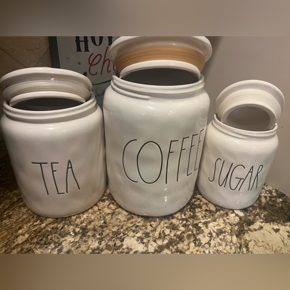 Rae Dunn Coffee, Tea, Sugar Canister set like new - Picture 4 of 5